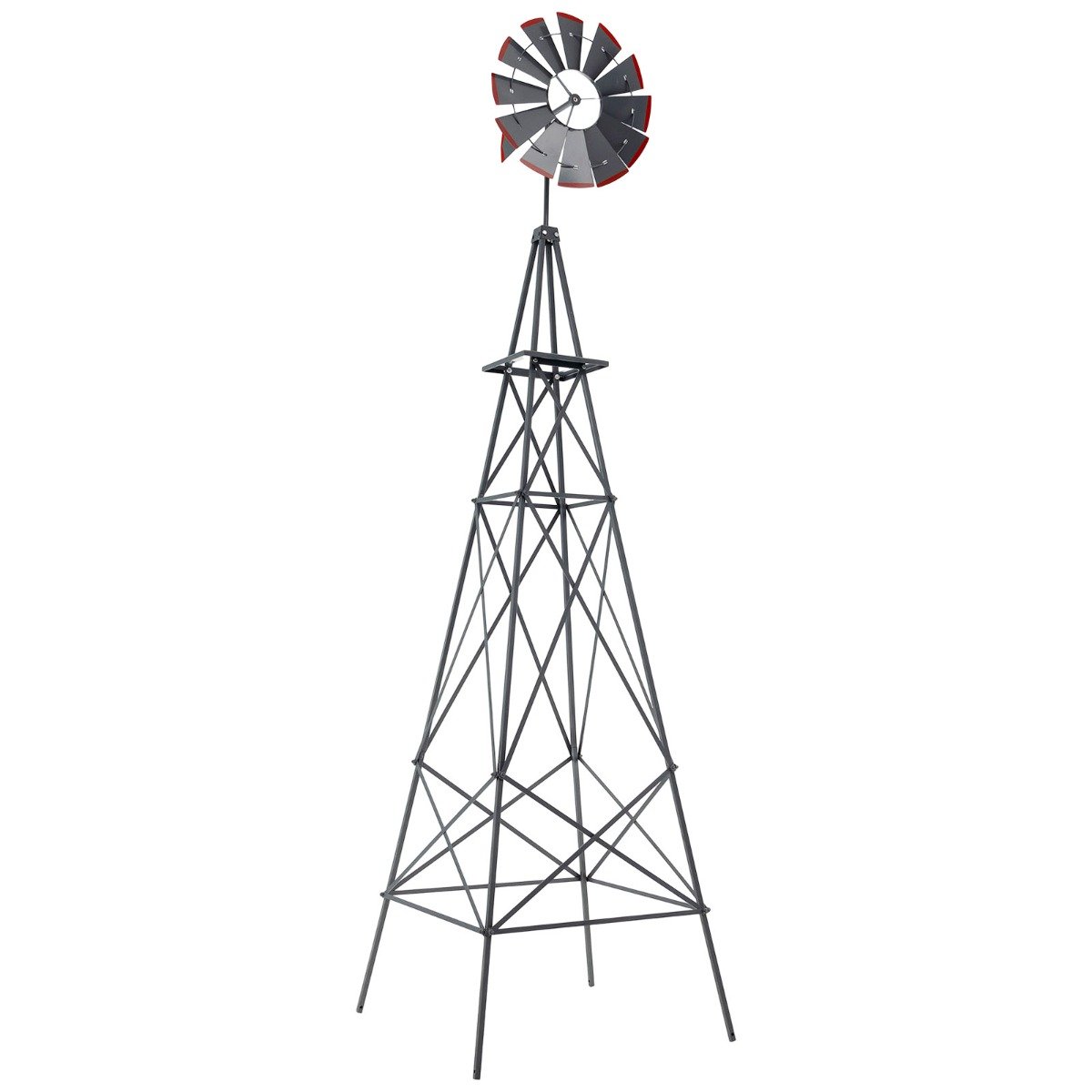 253 cm Ornamental Windmill Metal Wind Mill with Ground Stakes-Grey